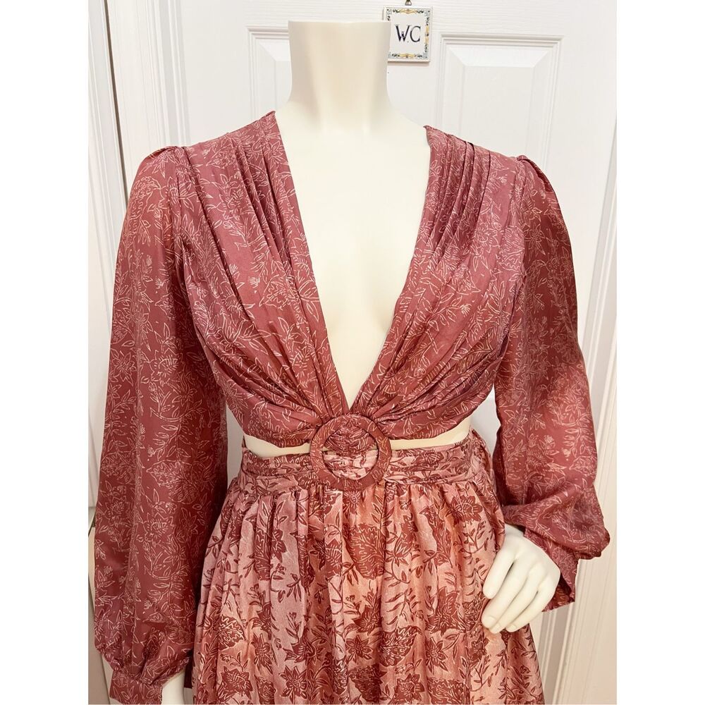 Hannah Artwear Pink Cutout Waist Backless Silk Rio Dress Rosie Rayne Size 1 4 - Picture 2 of 6